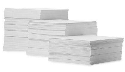 Stacks of paper sheets on white background