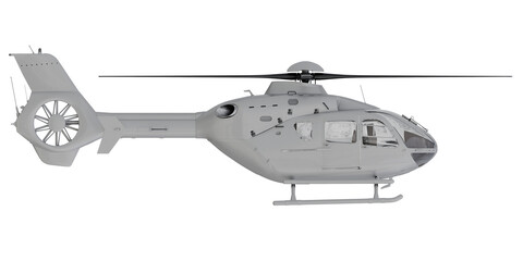 side view of white Helicopterfor make mockup Isolated on empty Background.