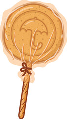 Korean Dalgona candy umbrella shape with wrap and stick