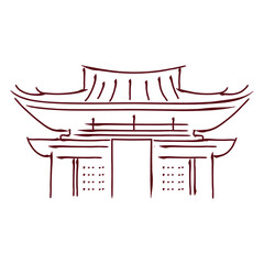 Isolated sketch of an asian temple Vector illustration