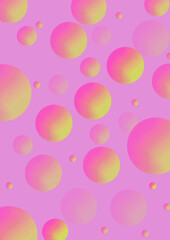 Abstract background. Futuristic, glowing, colorful circles illustration. Multidimensional effect. Barbie pink. 