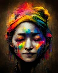 portrait of a woman, colorful