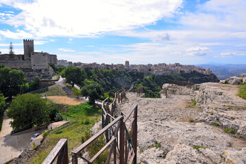 the Lombardy castle and the historic center of enna sicily italy