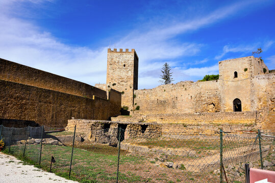 the Lombardia castle and the Pisan tower enna sicily italy