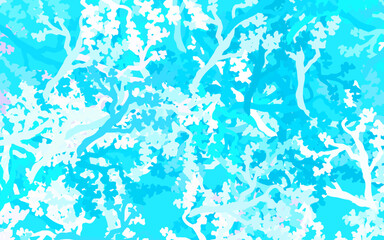 Light Blue, Red vector doodle background with leaves, branches.