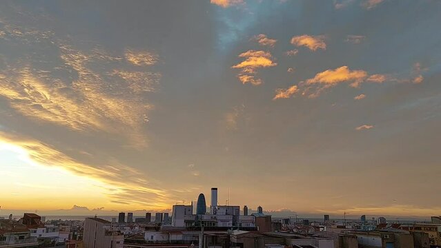 sunrise in BARCELONA WITH CLOUDS