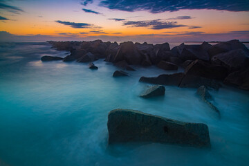 Ripple In Time: Sunrise at the jetties in Fort Pierce, Florida