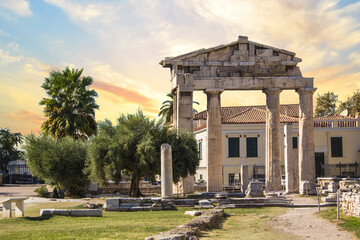 Fototapeta na wymiar Athena Archegetis is situated west side of the Roman Agora, in Athens, Greece