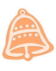 Gingerbread bell. Christmas cookies. Transparent background
