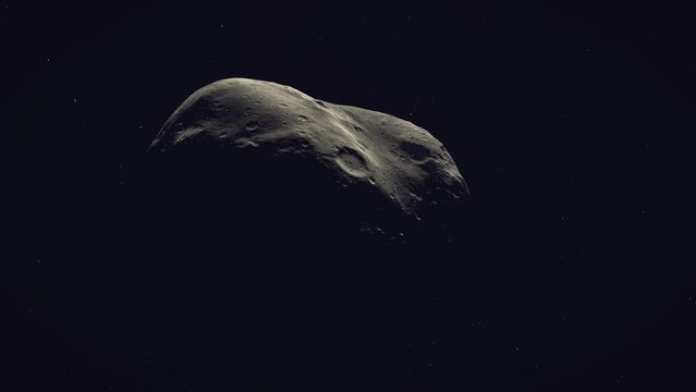 A looping shot of a astero&iuml;d somewhere in the void