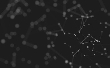 Abstract background. Molecules technology with polygonal shapes, connecting dots and lines. Connection structure. Big data visualization.