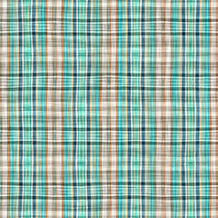 Teal rustic coastal beach house check fabric tile. Seamless sailor flannel textile gingham repeat swatch.