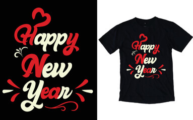 Happy New Year Typography T-shirt