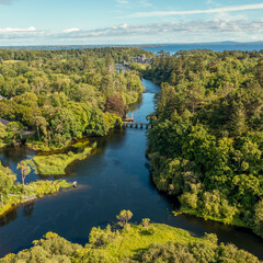 Wide aerial view of the River Cong.