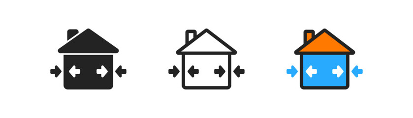 Cold protection outline icon. Warm protection sign. Warmenergy saving house symbol. Warm home. Simple flat design.