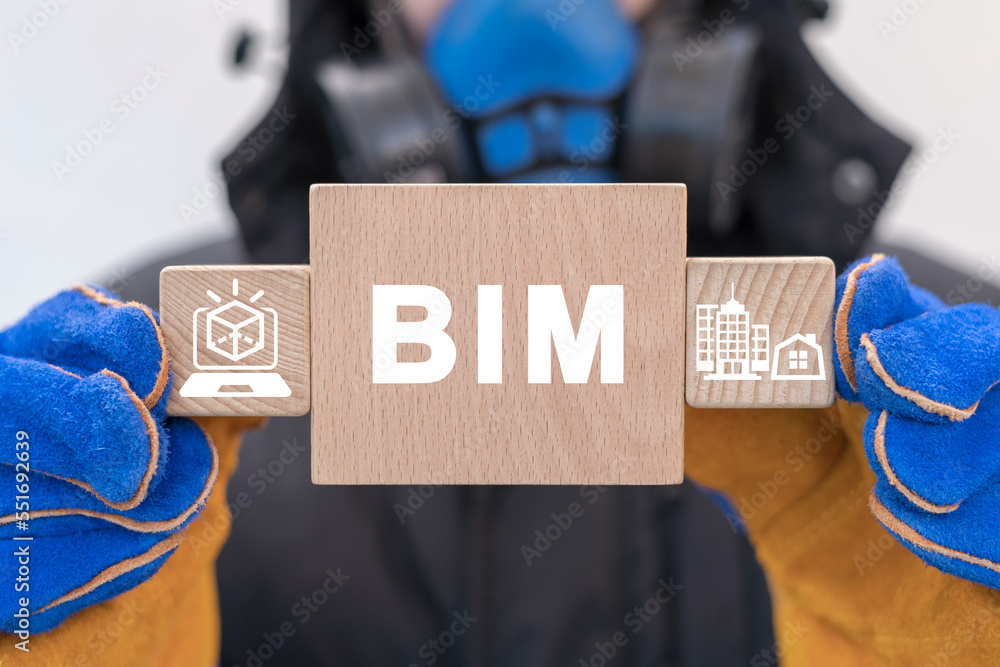Poster concept of bim building information modeling business industry construction complexity software deve