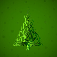 Abstract Christmas tree with wavy lines. Vector illustration