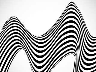 Abstract black and white curved line stripe. Wave background