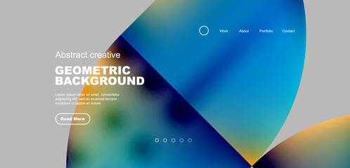 Circles, round shapes and lines with fluid gradients abstract background. Vector illustration for wallpaper, banner, background, leaflet, catalog, cover, flyer