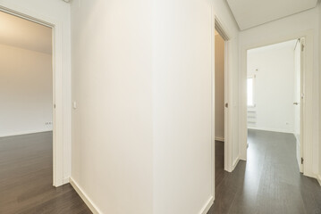 Empty corridors of a house with freshly painted walls