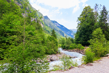 Fototapeta na wymiar View of the Kander river in Switzerland