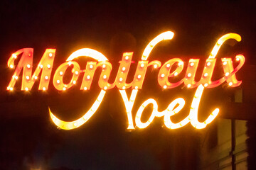 Christmas market welcome sign in Montreux, Switzerland