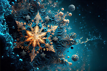 Obraz premium Snowflake Made of Space Dust and Fractals. Generative Art