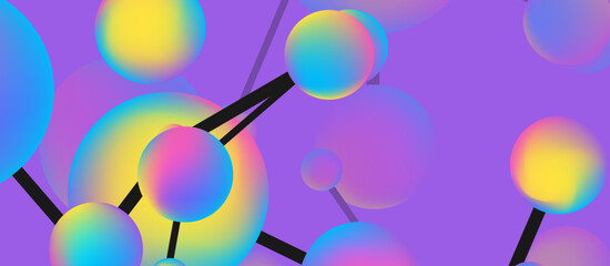 Line points connections geometric landing page background. Fluid circles and spheres with liquid gradients. Vector Illustration For Wallpaper, Banner, Background, Card, Book Illustration, landing page