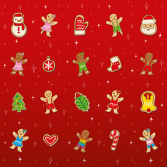 Beautiful christmas wallpaper with inclusive gingerbread cookies of no binary, disabled, different races, sexual orientation and genders characters