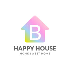 letter B happy house vector logo design