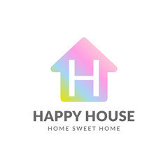 letter H happy house vector logo design
