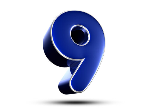 Number 9 blue 3D illustration. Advertising signs. Product design. Product sales.