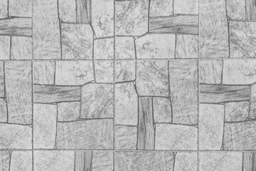 Grey light white tile floor with abstract pattern of stone texture background, top view