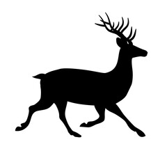Vector flat hand drawn deer silhouette isolated on white background