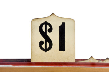 Old cash register dollar sign with cut out background.  