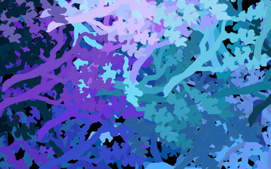 Fototapeta na wymiar Dark Pink, Blue vector doodle template with leaves, branches.