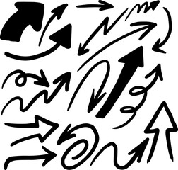 Hand drawn sketch arrow vector set