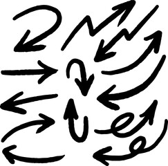Doodle hand drawn arrow vector set for presentation, education, plan etc