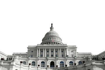 United States Capitol building isolated with cut out background.