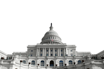 United States Capitol building isolated with cut out background.