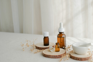 Fototapeta na wymiar the natural cosmetic, skincare, spa, and beauty product with pestle and mortar. copy space