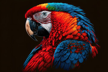 Scarlet macaw, a colorful parrot Generative AI