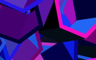 Dark Pink, Blue vector background with set of hexagons.