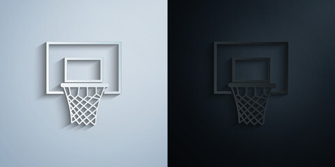 basketball basket paper icon with shadow vector illustration
