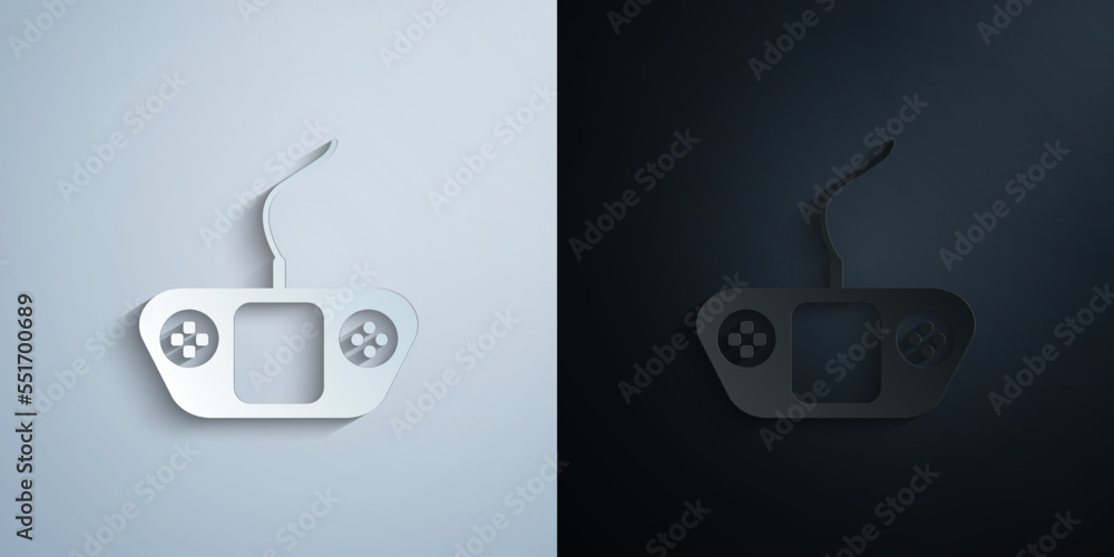 Poster game controller paper icon with shadow vector illustration