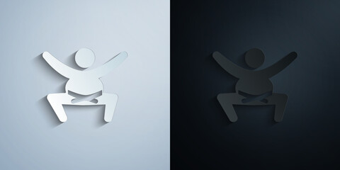 Sumo wrestler paper icon with shadow vector illustration