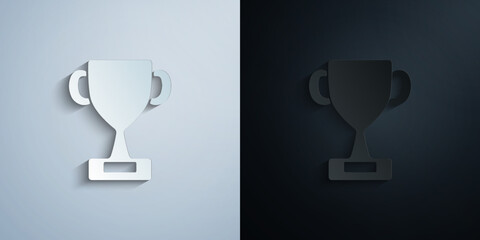 Winner trophy cup paper icon with shadow vector illustration