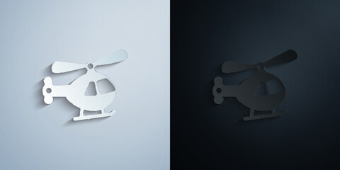 small helicopter toy paper icon with shadow vector illustration