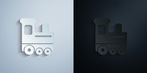 childrean train paper icon with shadow vector illustration