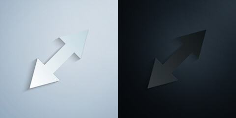 Arrow, size paper icon with shadow vector illustration